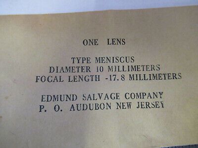 OPTICAL EDMUND LENS 10mm DIAMETER FL -17.8mm OPTICS AS PICTURED &B9-FT