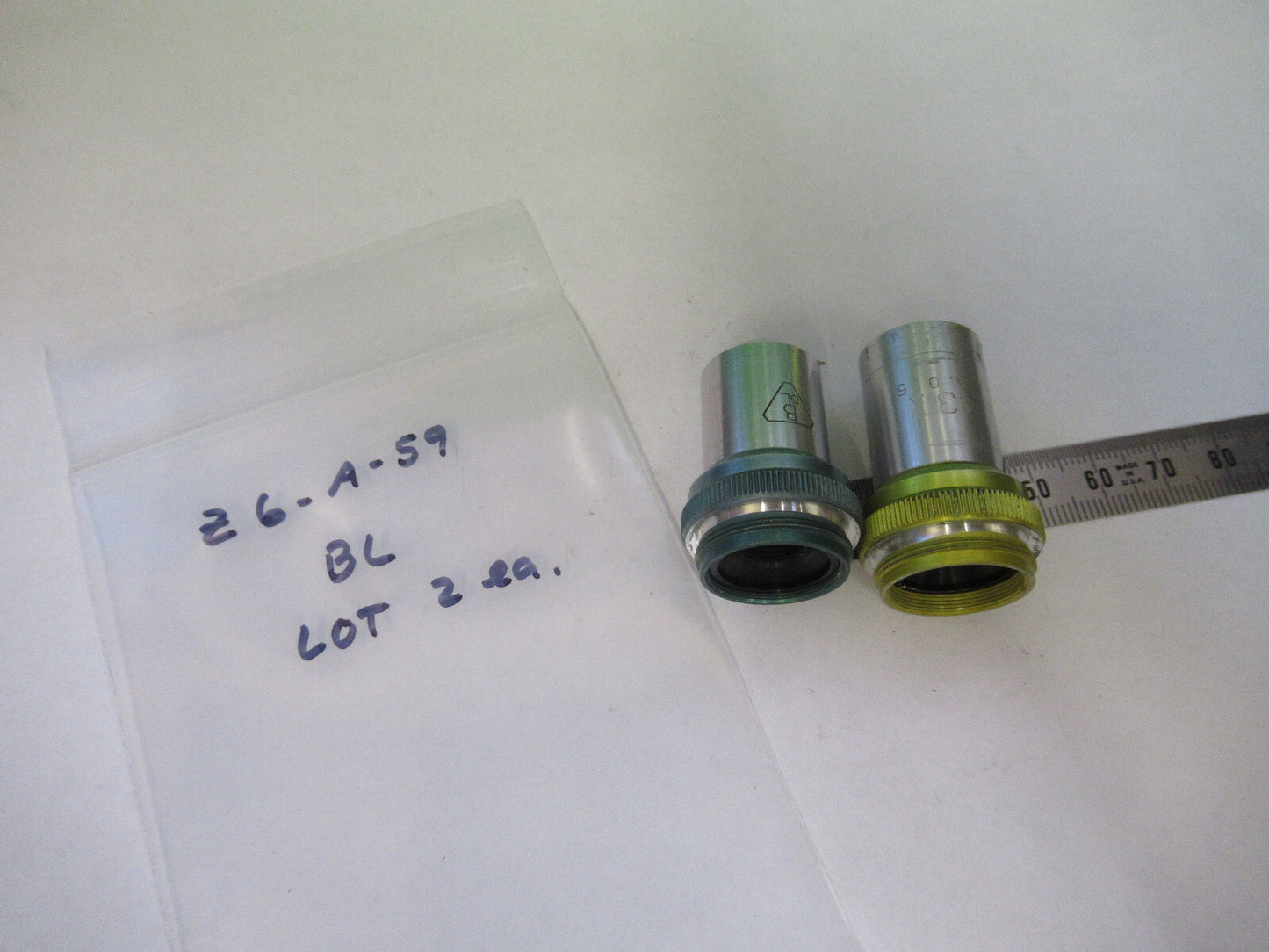 LOT 2 EA BAUSCH LOMB OBJECTIVES 10X 43X MICROSCOPE PART AS PICTURED Z6-A-59