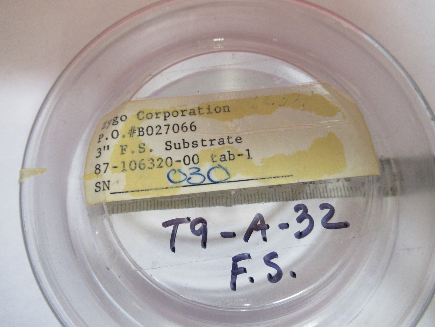 OPTICAL FLAT UNCOATED FUSED SILICA PRO ZYGO LASER OPTICS AS PICTURED T9-A-32