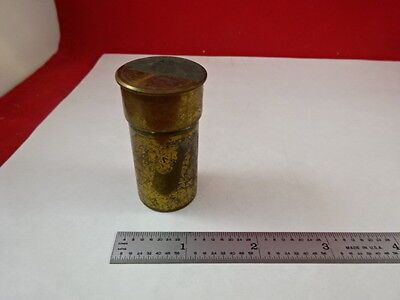 EMPTY ANTIQUE MICROSCOPE OBJECTIVE CONTAINER E LEITZ BRASS AS IS B#J7-C-06