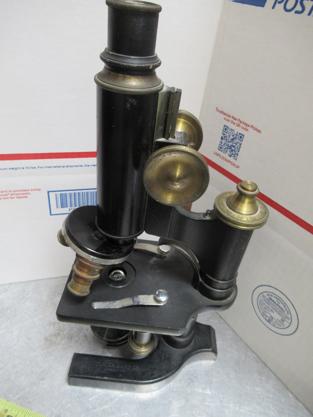 FOR PARTS OR REPAIR ANTIQUE SPENCER MICROSCOPE BAUSCH OBJECTIVES circa 1890 LOB