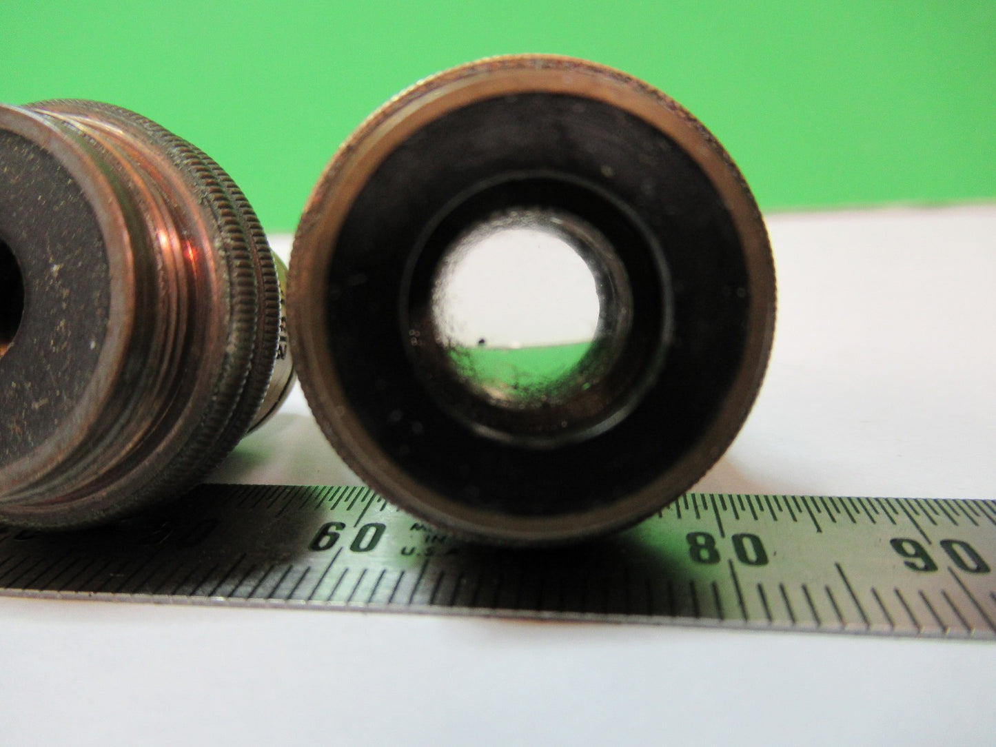 LOT OBJECTIVES BAUSCH LOMB BRASS 215mm MICROSCOPE PART AS PICTURED V7-FT-79