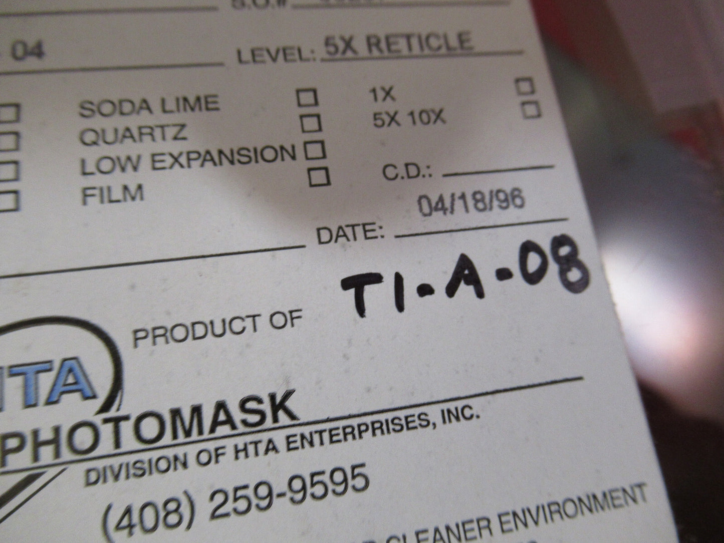HOETRON MASK PHOTOLITHOGRAPHY VINTAGE COMPONENTS AS PICTURED T1-A-08