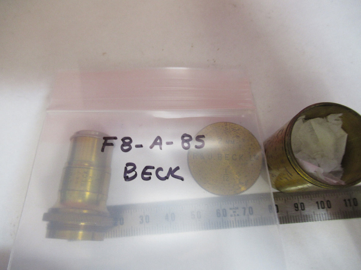 ANTIQUE BRASS RJ BECK LONDON "1/12" OBJECTIVE MICROSCOPE AS PICTURED &F8-A-85