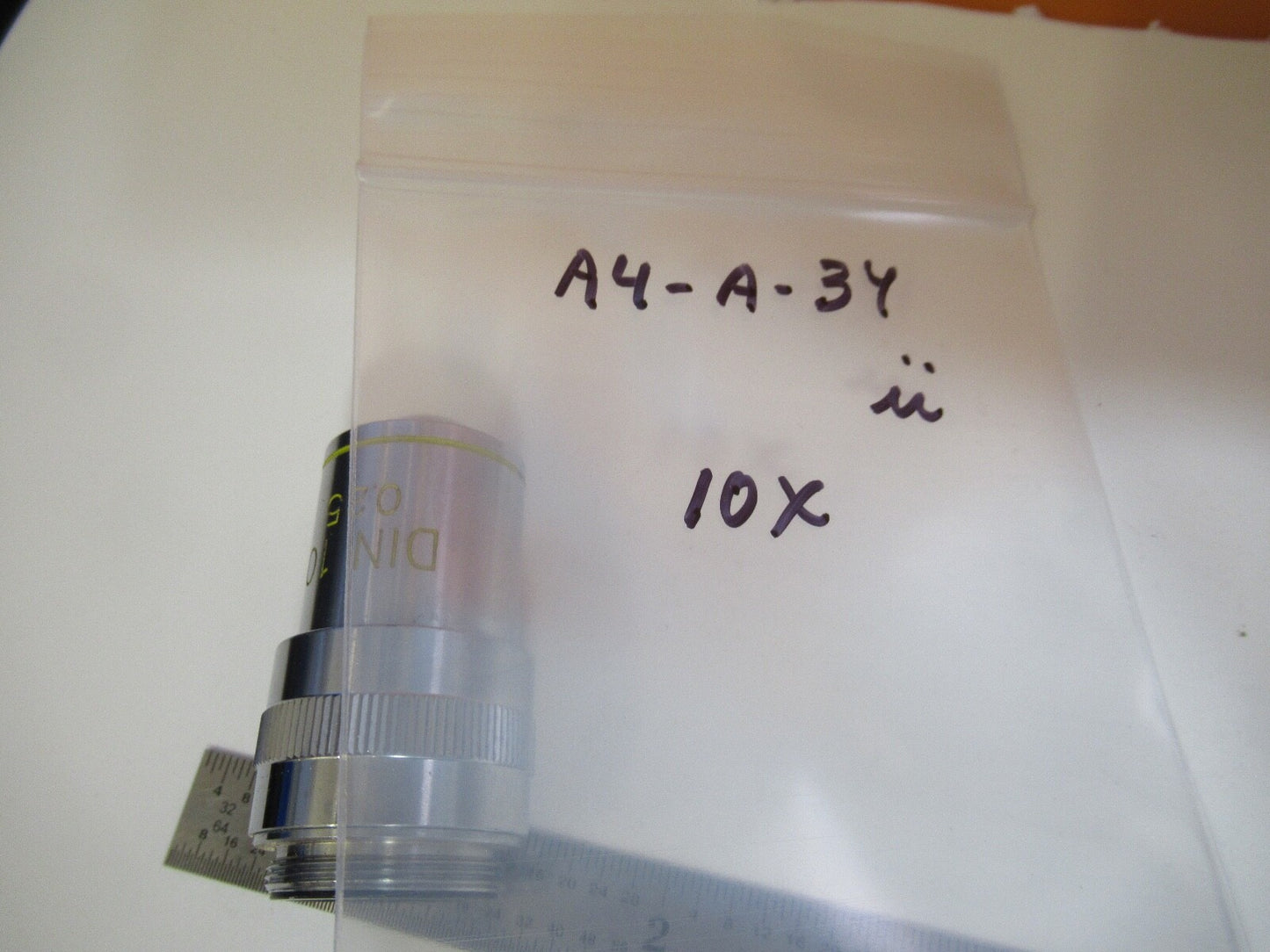 EDMUND SCIENTIFIC JAPAN 10X OBJECTIVE OPTICS MICROSCOPE PART AS PICTURED A4-A-34