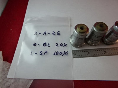 Lot 3 Ea American Optical Co. Spencer Lens Co. Objectives 100X + Bl 20X Optics Microscope