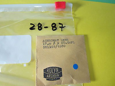 OPTICAL ACHROMAT LENS 17 mm diameter FL 80 mm LASER OPTICS BIN#28-87