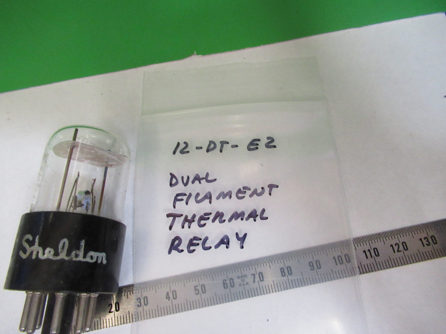 SHELDON DUAL FILAMENT RELAY VACUUM TUBE AS PICTURED &12-DT-E2