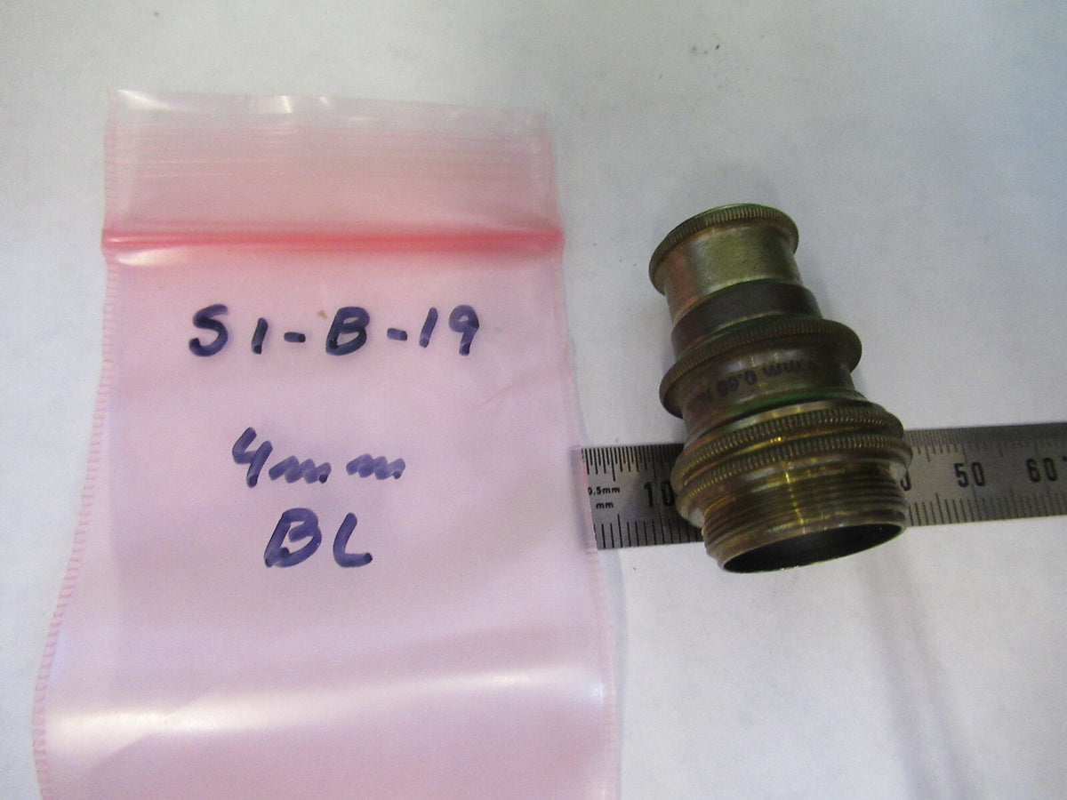Antique Bausch & Lomb Brass Objective 4mm Microscope Part