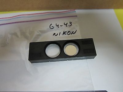 OPTISCHES MIKROSKOP TEIL NIKON FILTER SLIDE OPTICS WIE BESEHEN BIN#G4-43