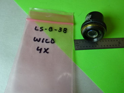 WILD HEERBRUGG SWISS OBJECTIVE 4X OPTICS MICROSCOPE PART AS IS #L5-B-38