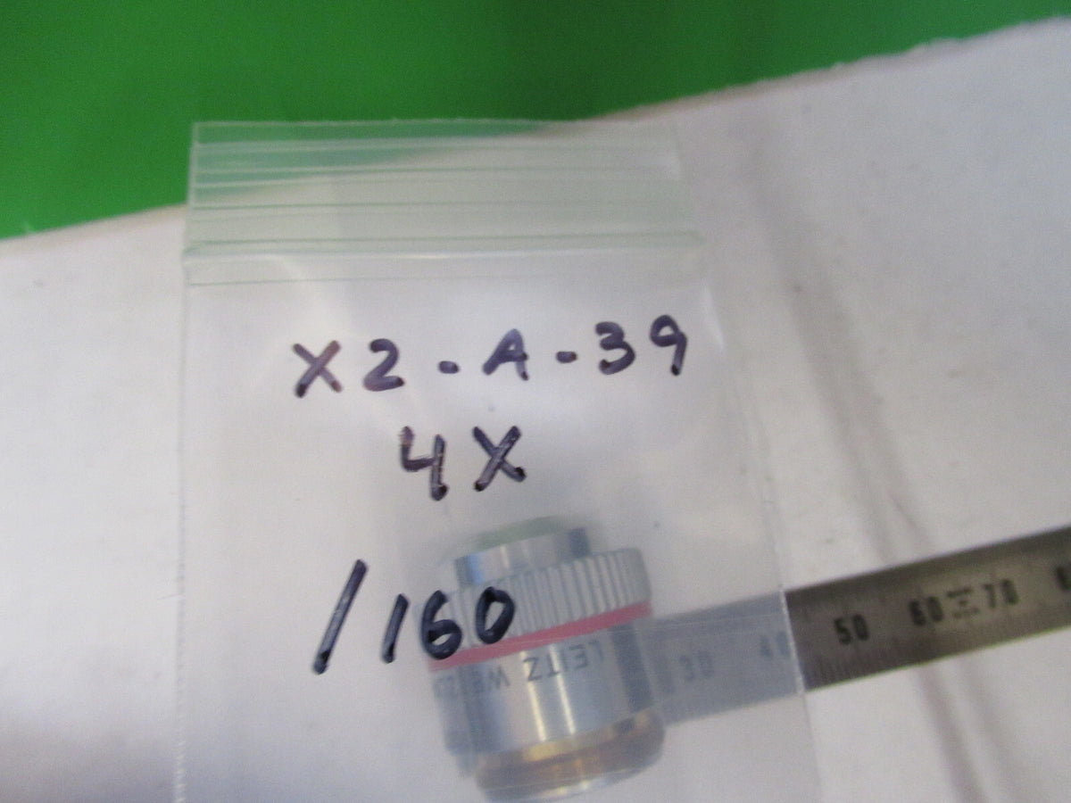 LEITZ wetzlar GERMANY OBJECTIVE MICROSCOPE PART EF 4X /160 AS PICTURED X2-A-39