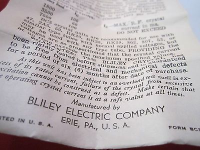 MINT ORIGINAL BLILEY BC3 QUARTZ CRYSTAL 7157 KC + BOX + INSTRUCTIONS BIN#-DWR