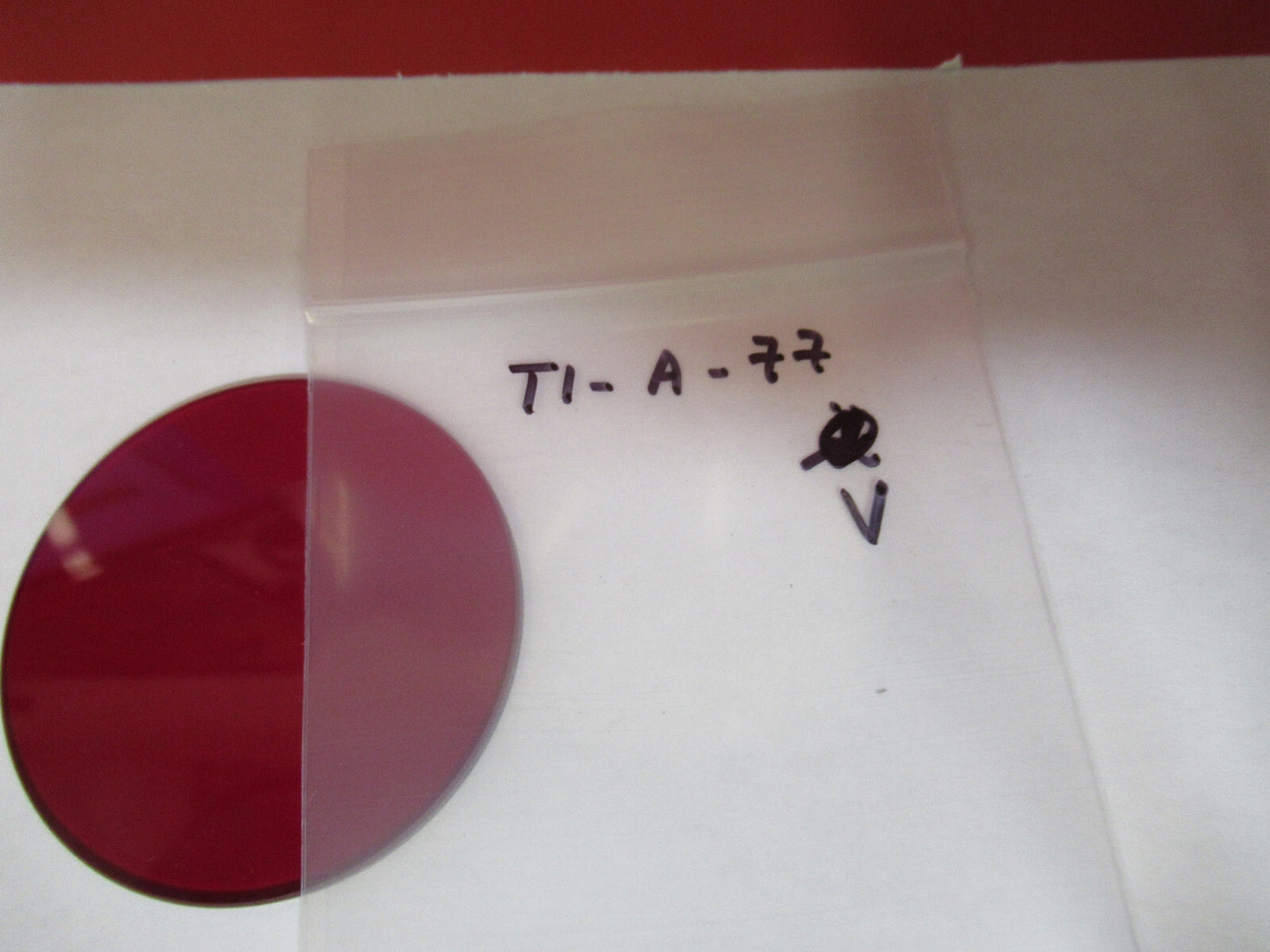OPTICAL GLASS RED FILTER MIL SPEC LASER OPTICS AS PICTURED T1-A-77