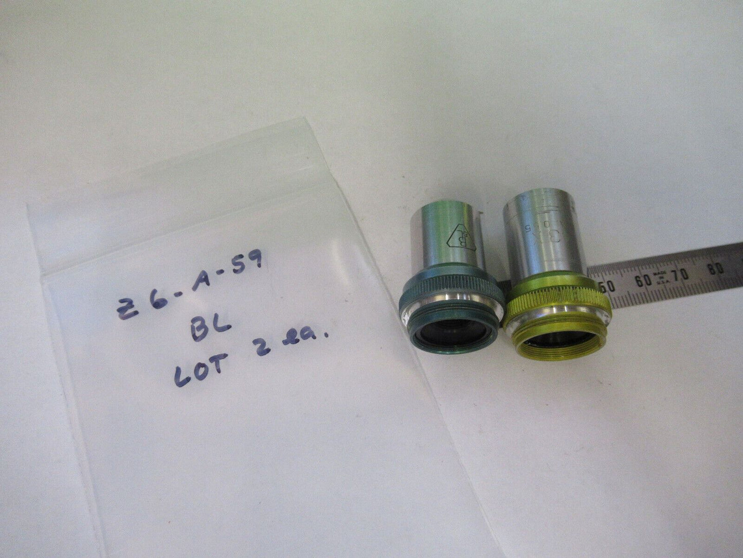 LOT 2 EA BAUSCH LOMB OBJECTIVES 10X 43X MICROSCOPE PART AS PICTURED Z6-A-59