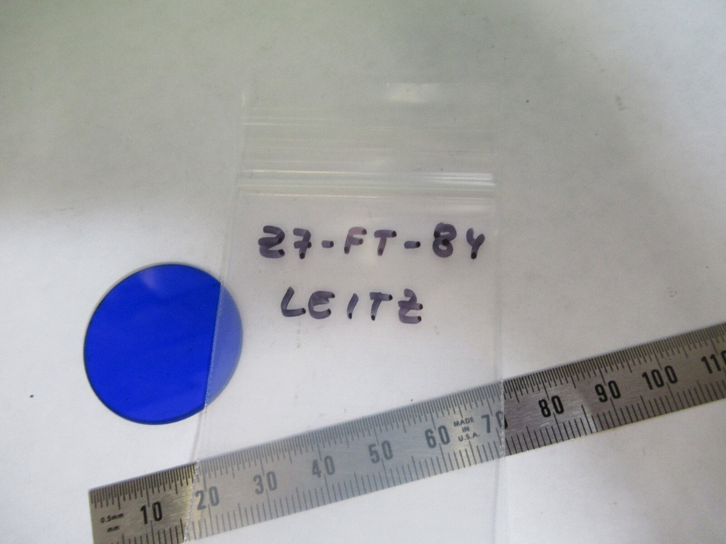 ANTIQUE LEITZ BLUE GLASS FILTER OPTIC MICROSCOPE PART AS PICTURED Z7-FT-84