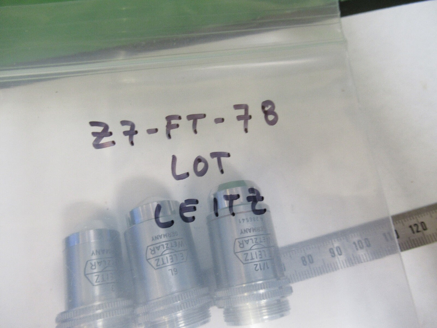 LOT OBJECTIVES ERNST LEITZ GERMANY MICROSCOPE PART AS PICTURED Z7-FT-78