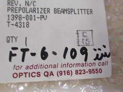OPTICAL PREPOLARIZED BEAM SPLITTER COHERENT LASER OPTICS AS PICTURED &FT-6-109