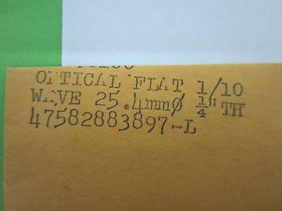 ROLYN OPTICAL FLAT 25.4 mm Diameter 1/4" THICK 1/10 WAVE LASER OPTICS BIN#M7