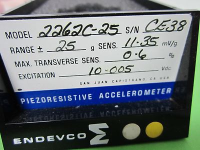 MEGGITT ENDEVCO 2262C-25 PIEZORESISTIVE ACCELEROMETER VIBRATION CALIBRATION B#N7