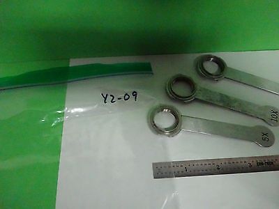 FOR PARTS MICROSCOPE OBJECTIVE LOT 3 EA HANDLES HOLDER ?? BIN#Y2-09