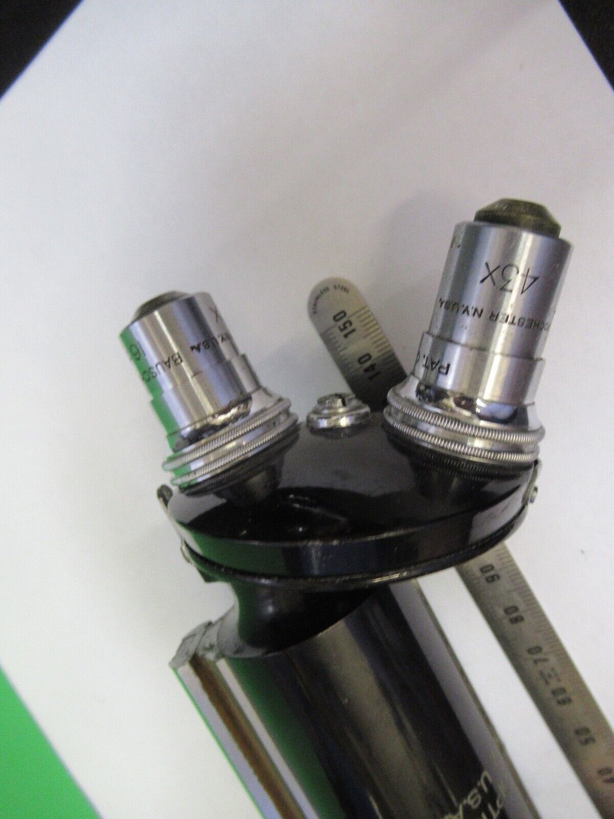 BAUSCH LOMB tubus + nosepiece objectives OPTICS MICROSCOPE PART AS PIC z7-b-20