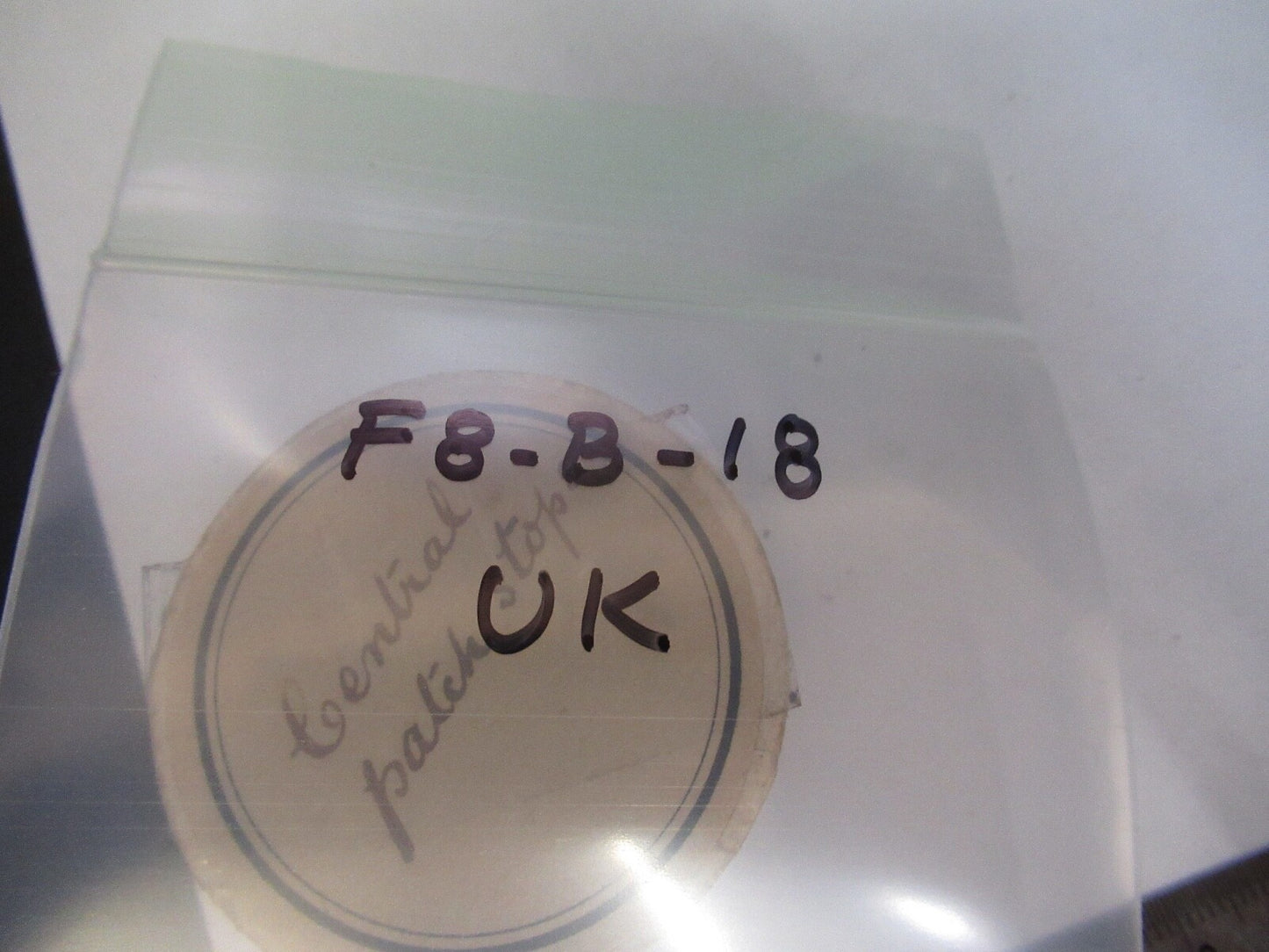 ANTIQUE ACCESSORIES DARK FIELD PHASE FILTER GLASS UK MICROSCOPE PART F8-B-18