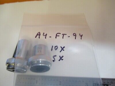 LOT 2 EA OBJECTIVE 10X 5X JAPAN OPTICS MICROSCOPE PART as pictured &A4-FT-94