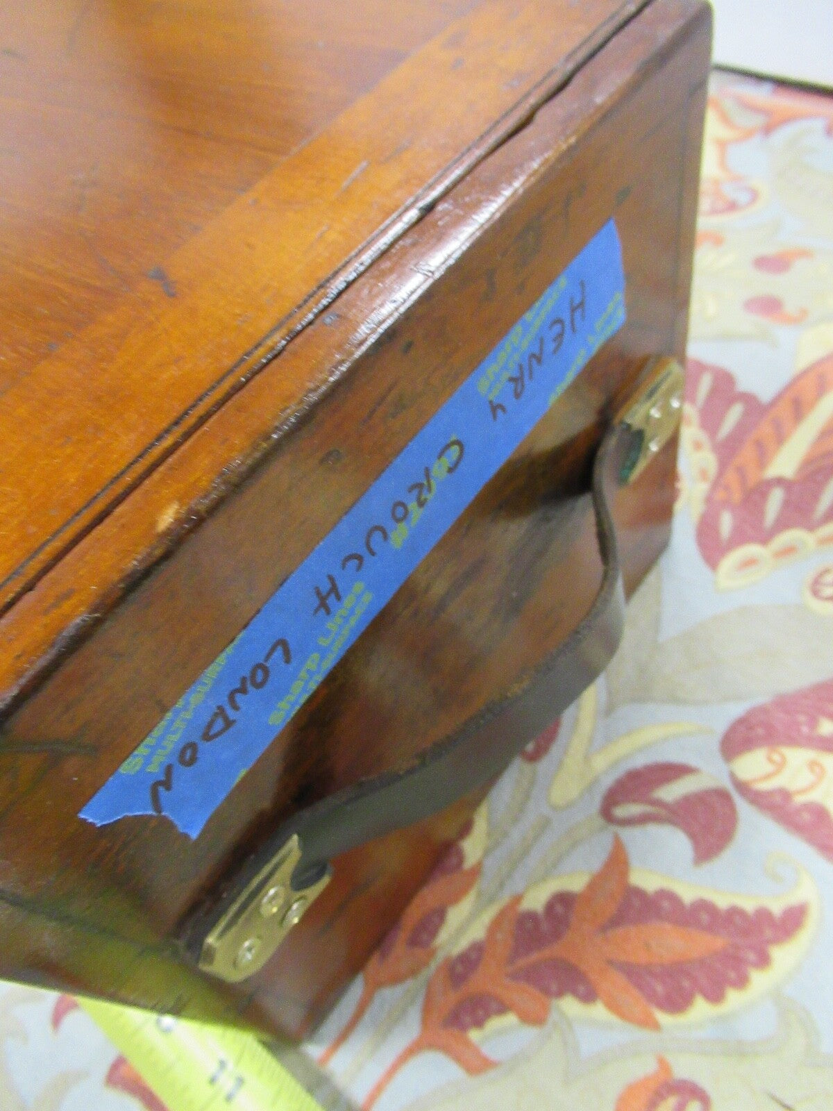ANTIQUE WOOD CABINET EMPTY HENRY CROUCH LONDON UK MICROSCOPE PART LOBBY