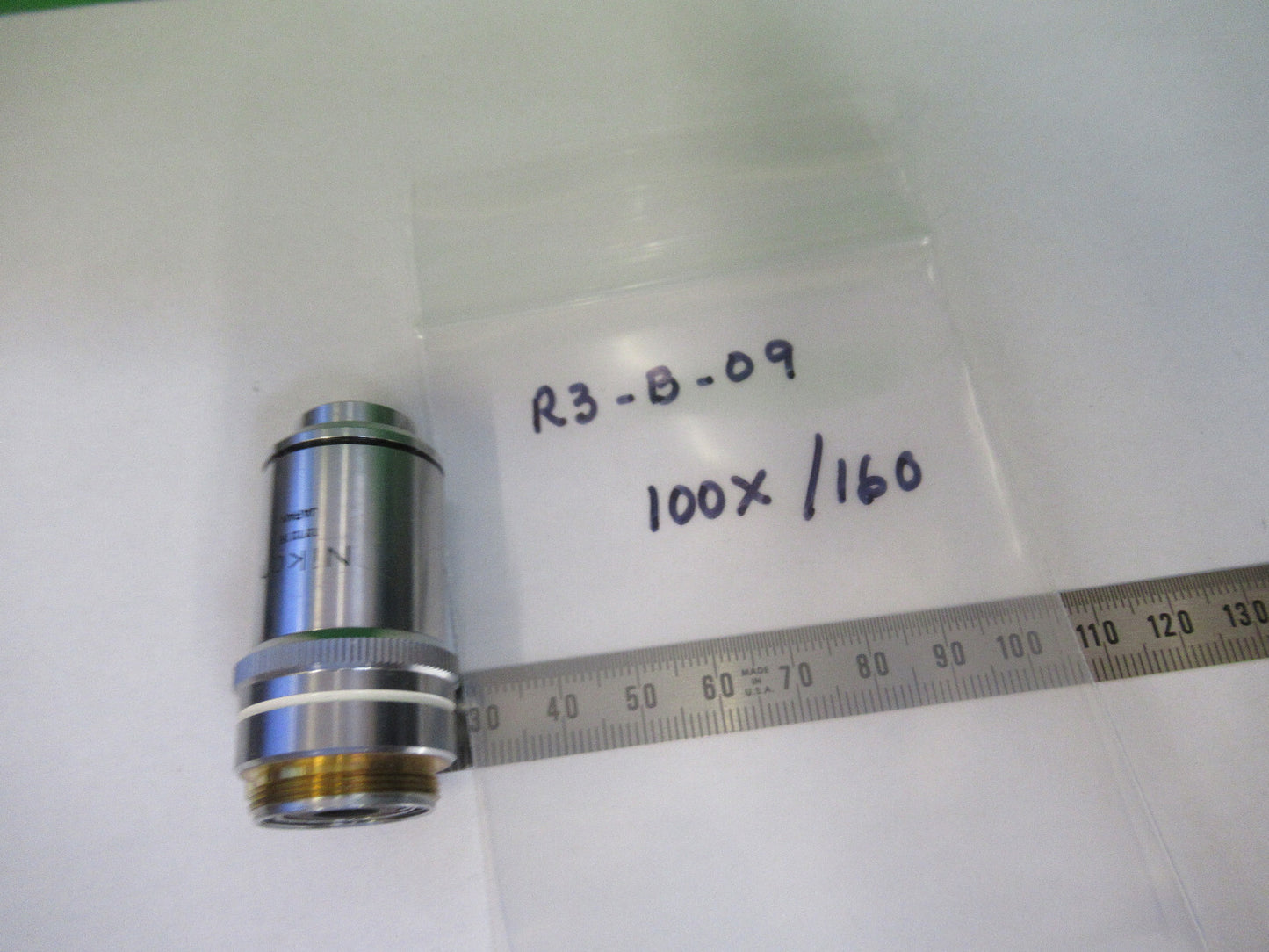 NIKON JAPAN 100X /160 OBJECTIVE OPTICS MICROSCOPE PART AS PICTURED &R3-B-09