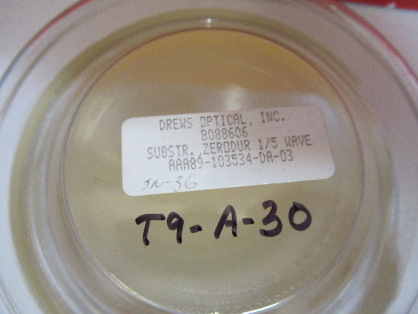 OPTICAL FLAT FROST POLISH ZERODUR PRO ZYGO LASER OPTICS AS PICTURED T9-A-30