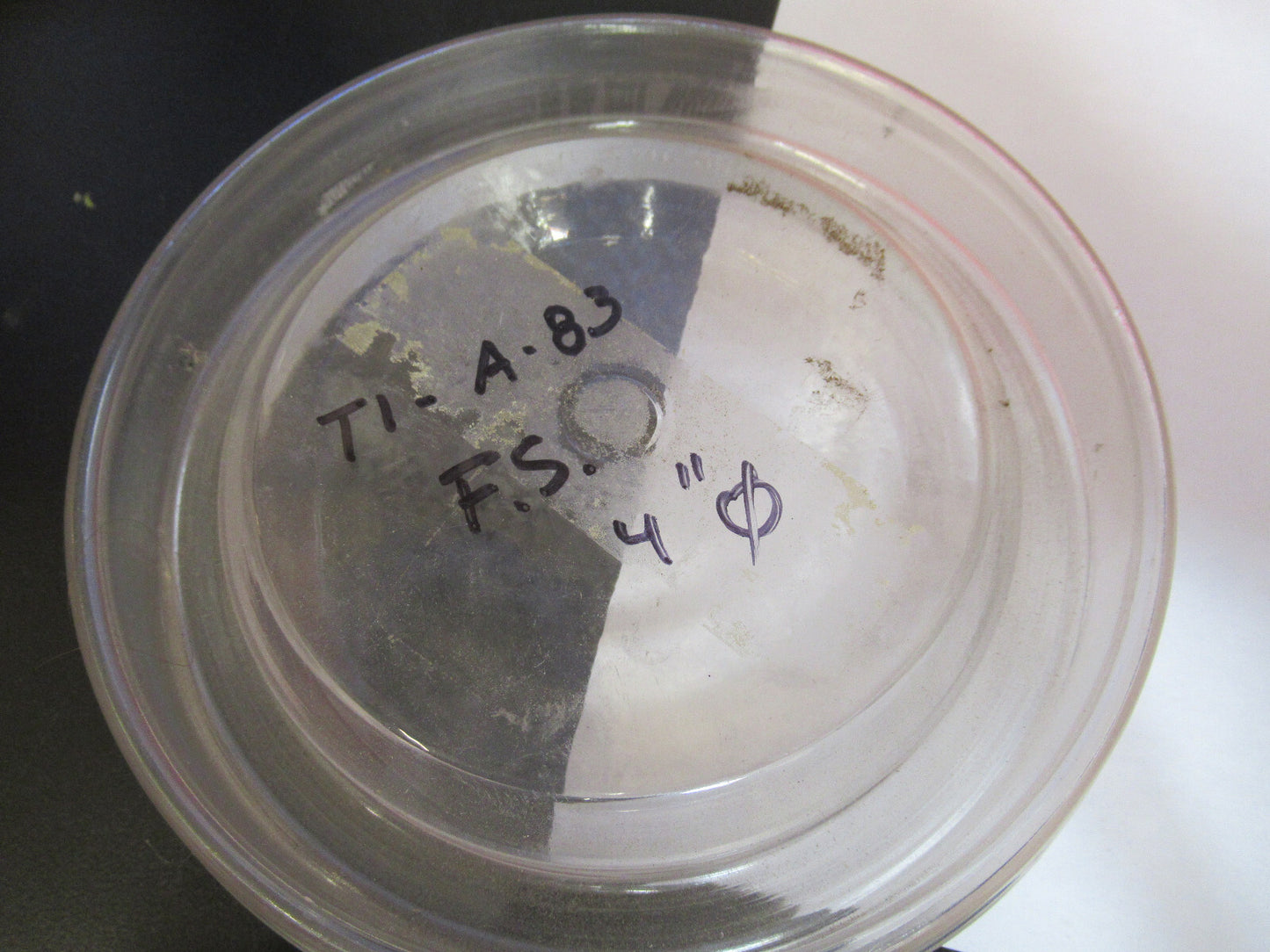 OPTICAL FLAT 4" FUSED SILICA 1/10 WAVE UNCOATED OPTICS AS PICTURED T1-A-83