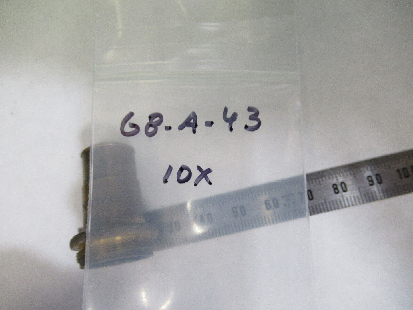 ANTIQUE BRASS BAUSCH LOMB OBJECTIVE 10X MICROSCOPE PART AS PICTURED G8-A-43