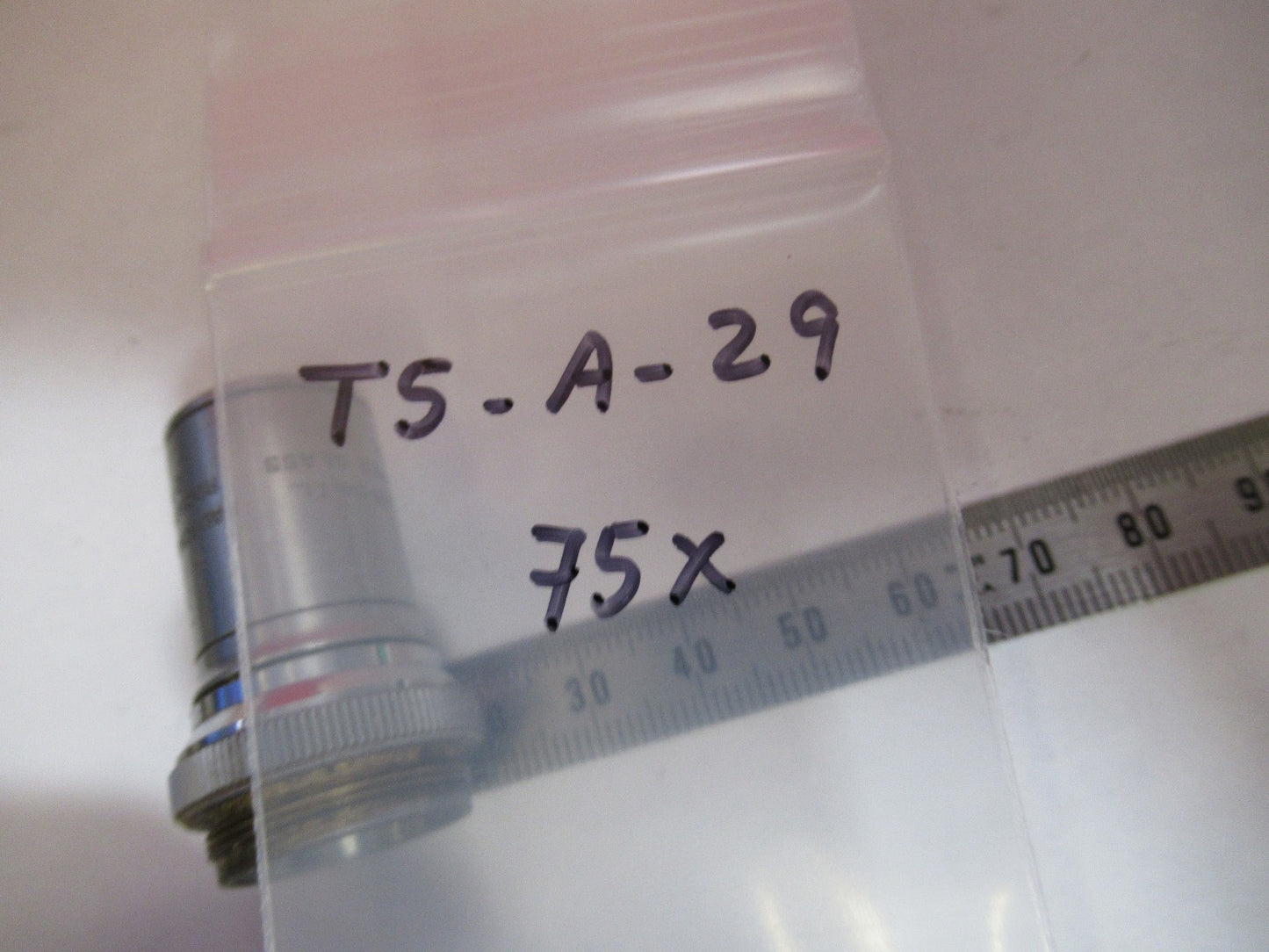 BAUSCH LOMB 75X /215mm OBJECTIVE LENS MICROSCOPE PART AS PICTURED T5-A-29