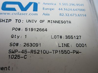 OPTICAL CVI LENS LASER OPTICS BIN#46-16