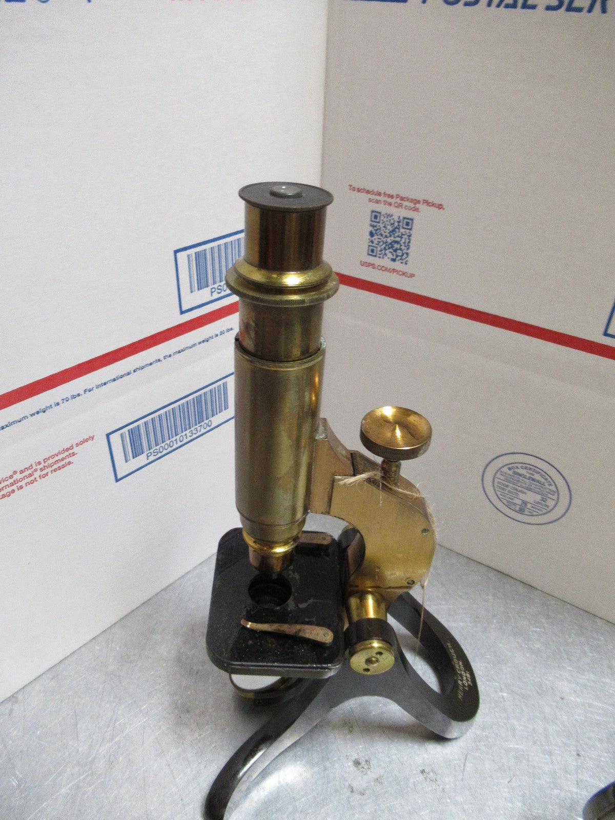 ANTIQUE BRASS HENRY CROUCH LONDON RARE ENGLAND MICROSCOPE AS PICTURED LOB