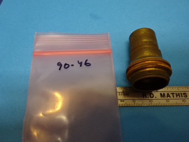 ANTIQUE BRASS MICROSCOPE PART OBJECTIVE 43X BAUSCH LOMB OPTICS AS IS #90-46