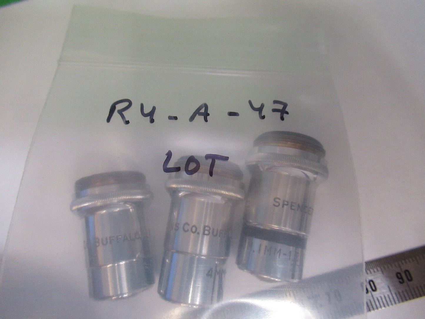 LOT 3 ea OBJECTIVES SPENCER AO MICROSCOPE PART AS PICTURED &R4-A-47