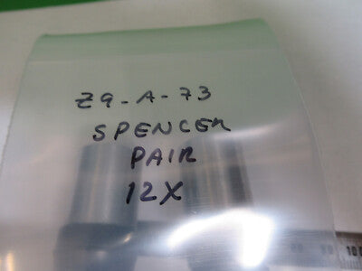 Pair 12X Spencer Lens Co. Eyepiece Ocular Lens Microscope Part