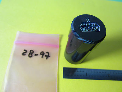 LEERER VINTAGE MIKROSKOP OBJEKTIV SCHWARZER BEHÄLTER LEITZ GERMANY 3 BIN#28-97
