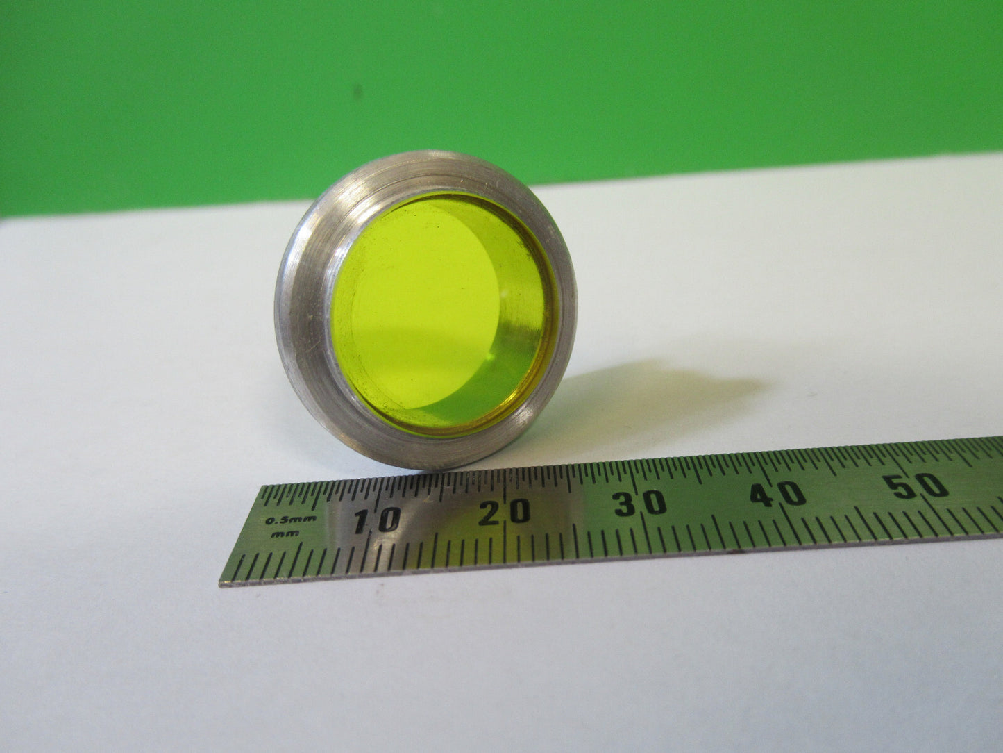 OPTICAL YELLOW FILTER GLASS MOUNTED LASER OPTICS AS PICTURED #22-A-50