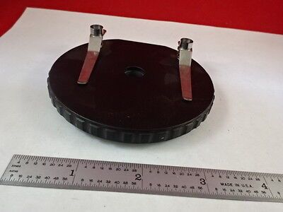 MICROSCOPE PART UNKNOWN SPECIMEN TABLE STAGE + CLIPS AS IS #G3-B-05