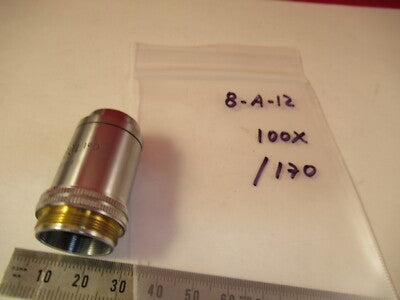 LEITZ GERMANY MICROSCOPE PART OBJECTIVE LENS 100X /170 OPTICS AS PICTURED 8-A-12