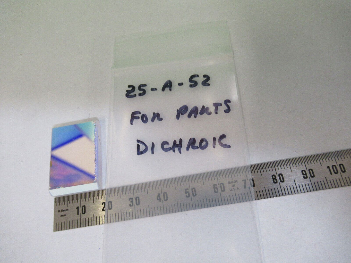 FOR PARTS OPTICAL FLAT DICHROIC MIRROR OPTICS AS IS #Z5-A-52