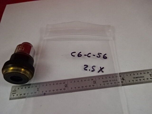 MICROSCOPE PART CARL ZEISS OBJECTIVE GERMANY PLAN 2.5X OPTICS #C6-C-56