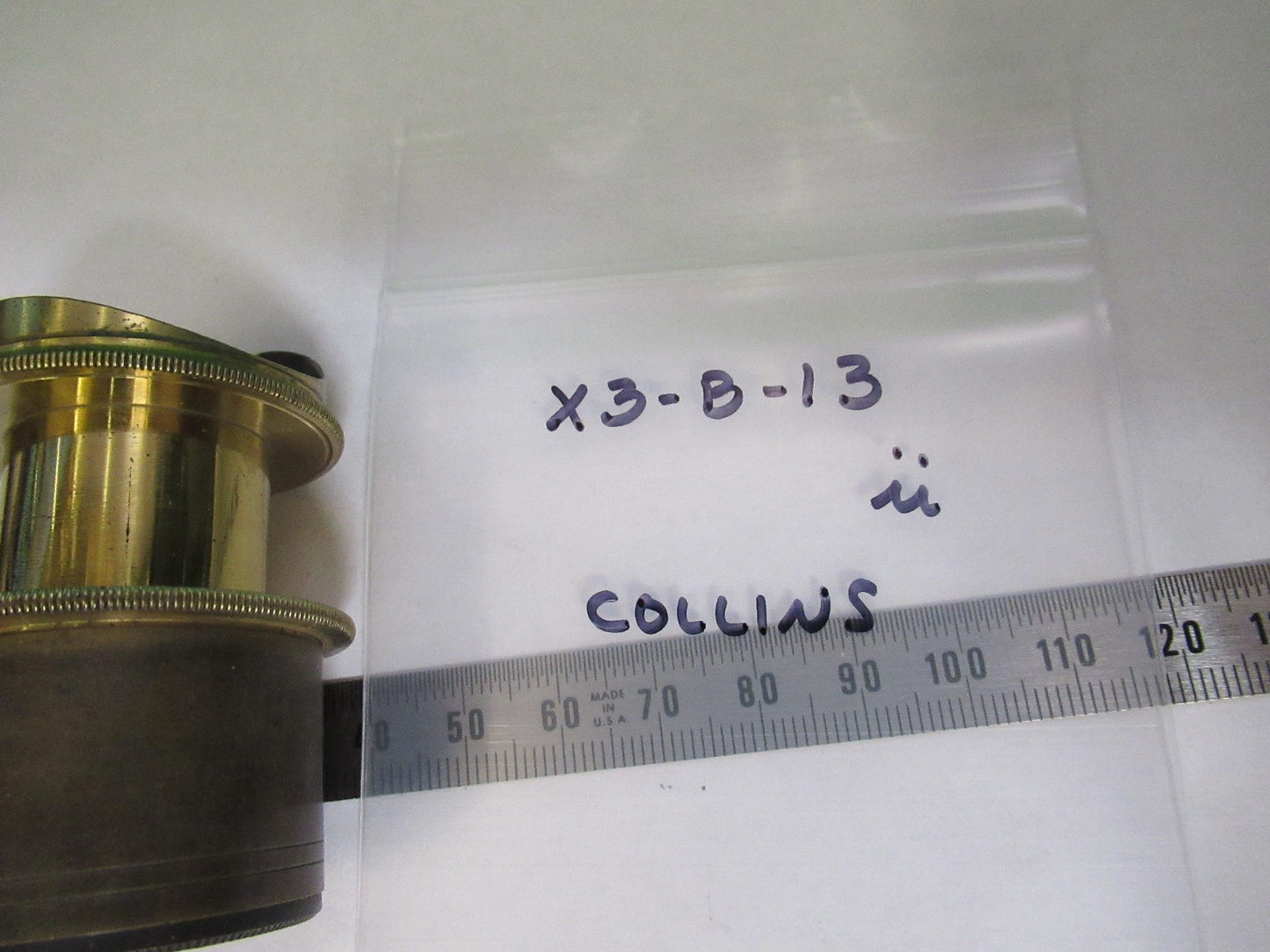 ANTIQUE BRASS OCULAR EYEPIECE LENS COLLINS LONDON UK MICROSCOPE PART X3-B-13