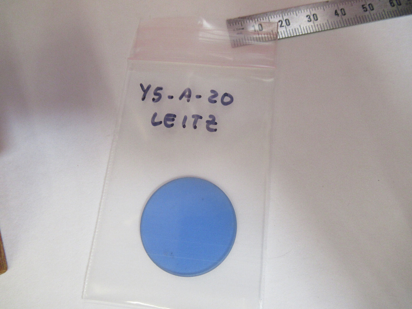 OPTICAL GLASS LEITZ GERMA BLUE FILTER MICROSCOPE PART OPTICS AS PICTURED Y5-A-20