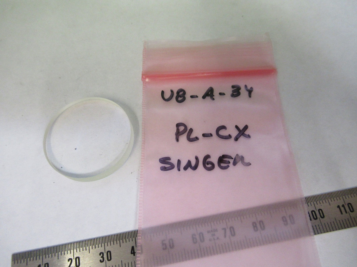OPTICAL GLASS LENS PL-CX SINGER CONVEX OPTICS AS PICTURED U8-A-34