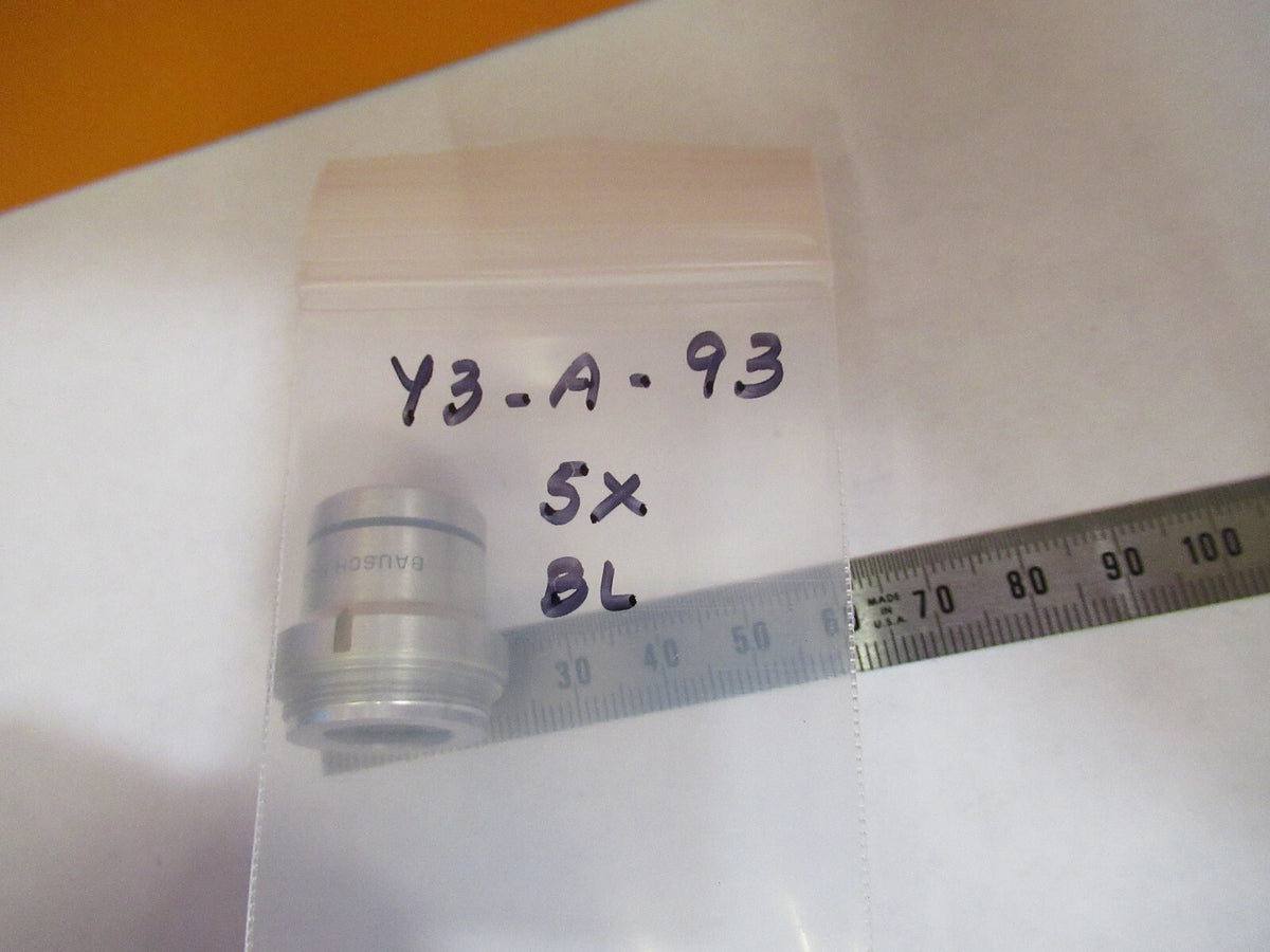 MICROSCOPE INDUSTRIAL OBJECTIVE BAUSCH LOMB 5X FLAT FIELD OPTICS AS IS Y3-A-93