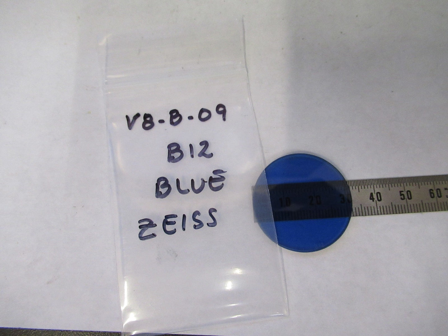 ZEISS GERMANY GLASS FILTER BLUE B12 GERMANY MICROSCOPE PART AS PICTURED V8-B-09